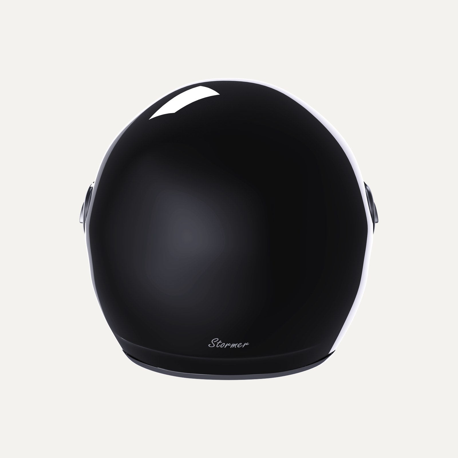 Casque jet rétro Slide noir brillant, vue de dos