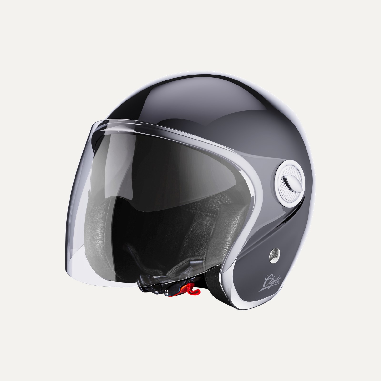 Casque jet rétro Slide noir brillant